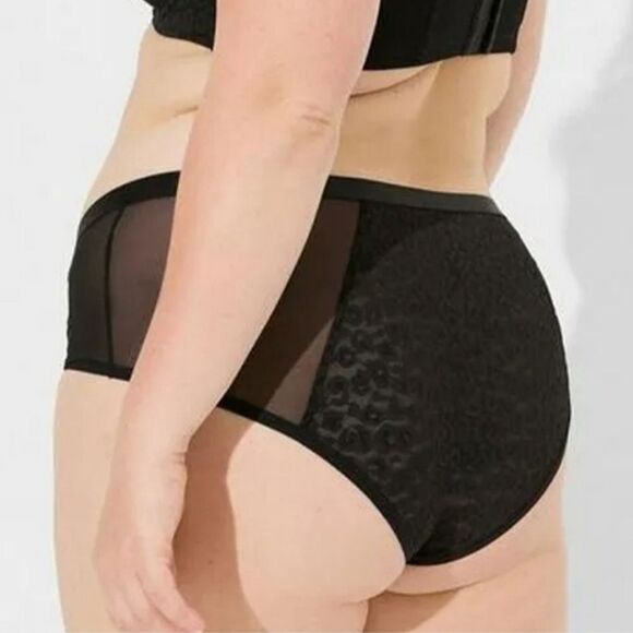 New Torrid Animal Lace Midrise Cheeky Black Panty 6 6X - Picture 2 of 11